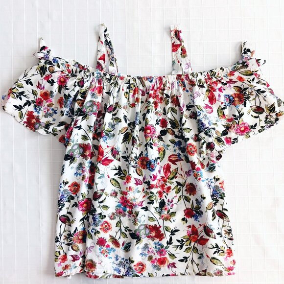 Bailey & Chloe Open Shouldered Floral Top size M - Picture 6 of 9